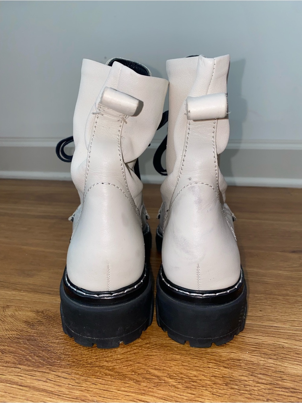 Rag & Bone Shiloh Women's Leather Combat Boots Antique White Size 39.5  / US 9.5 - Picture 4 of 8